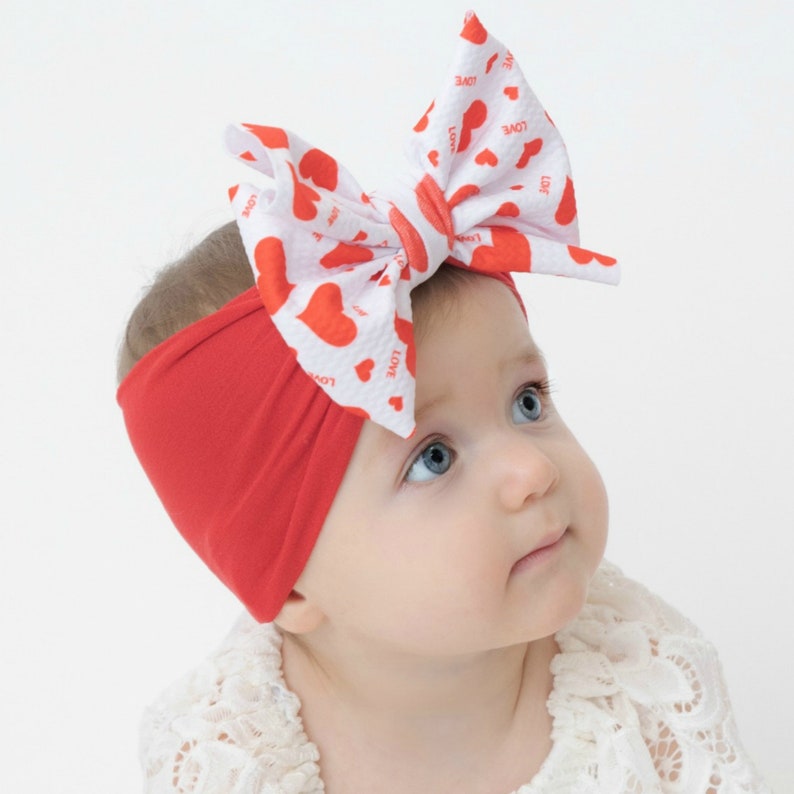 Valentines Headband Nylon Baby Headband BIG Bow Baby Girl Etsy