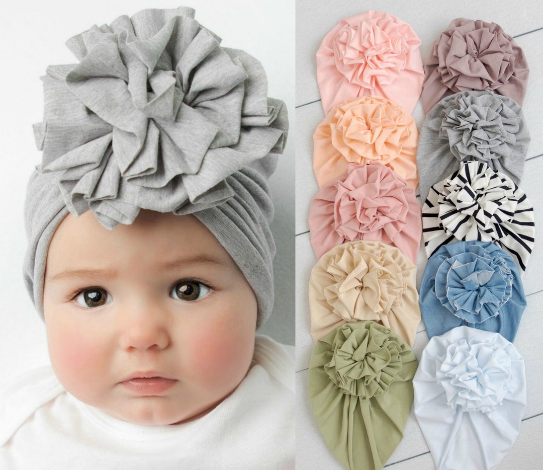 Baby Turban Hat, Baby Girl Turban, FLOWER Baby TURBAN, Baby Hat