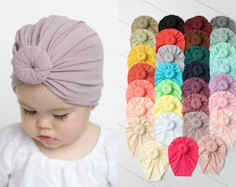 Baby Turban Hat, Baby Girl Turban, ROUND knot Baby TURBAN, Baby Hat, Newborn Hospital Hat,  Baby Turban Headband, Infant Hat, Newborn Turban