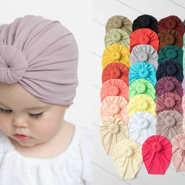 Baby Turban Hat, Baby Girl Turban, ROUND knot Baby TURBAN, Baby Hat, Newborn Hospital Hat,  Baby Turban Headband, Infant Hat, Newborn Turban