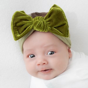 Nylon Baby Headbands, Velvet Bow Headband, Baby Girl Bow and Headband, Baby Head Wraps, Newborn Bow Headband, Big Bows for Babies, KATE image 4