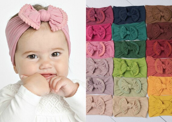 pink bow baby headband