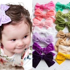 Velvet hair bows, velvet baby bow, velvet bows, baby girl bows, velvet hair bows, schoolgirl hair bows, velvet baby headband,