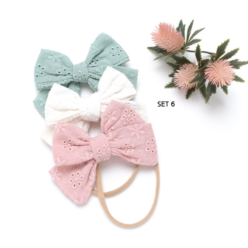 Baby Headband SET, Baby Girl Bow set, Newborn Headbands, Infant Bows, Baby Girl Bow Set, Toddler Hair Clips, Baby Girl Gift image 7