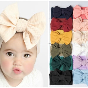 Nylon Baby Headbands, Big Bow Headband, Baby Girl Bow and Headband, Baby Head Wraps, Newborn Bow Headband,  Big Bows for Babies , LOLA