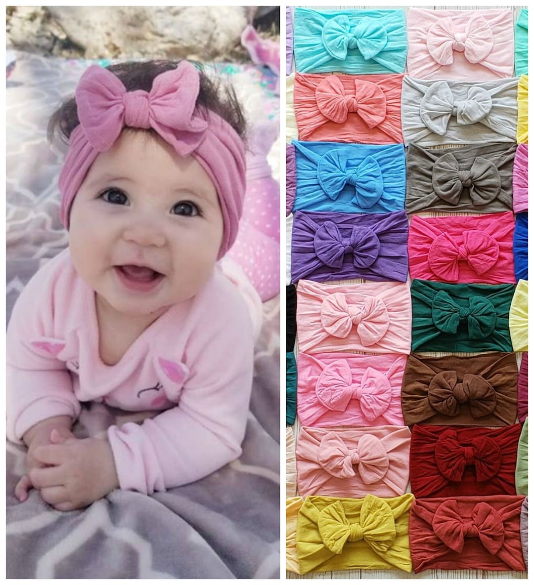Nylon Baby Headbands,bow Baby Girl Headband ,baby Head Wraps. TOP KNOT ...