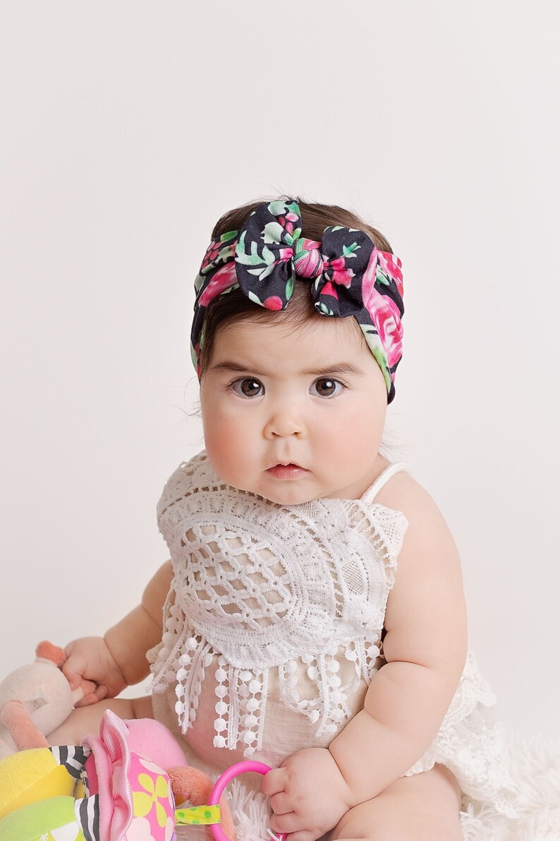 Nylon Baby Headbands Floral Print Baby Headband Newborn Etsy