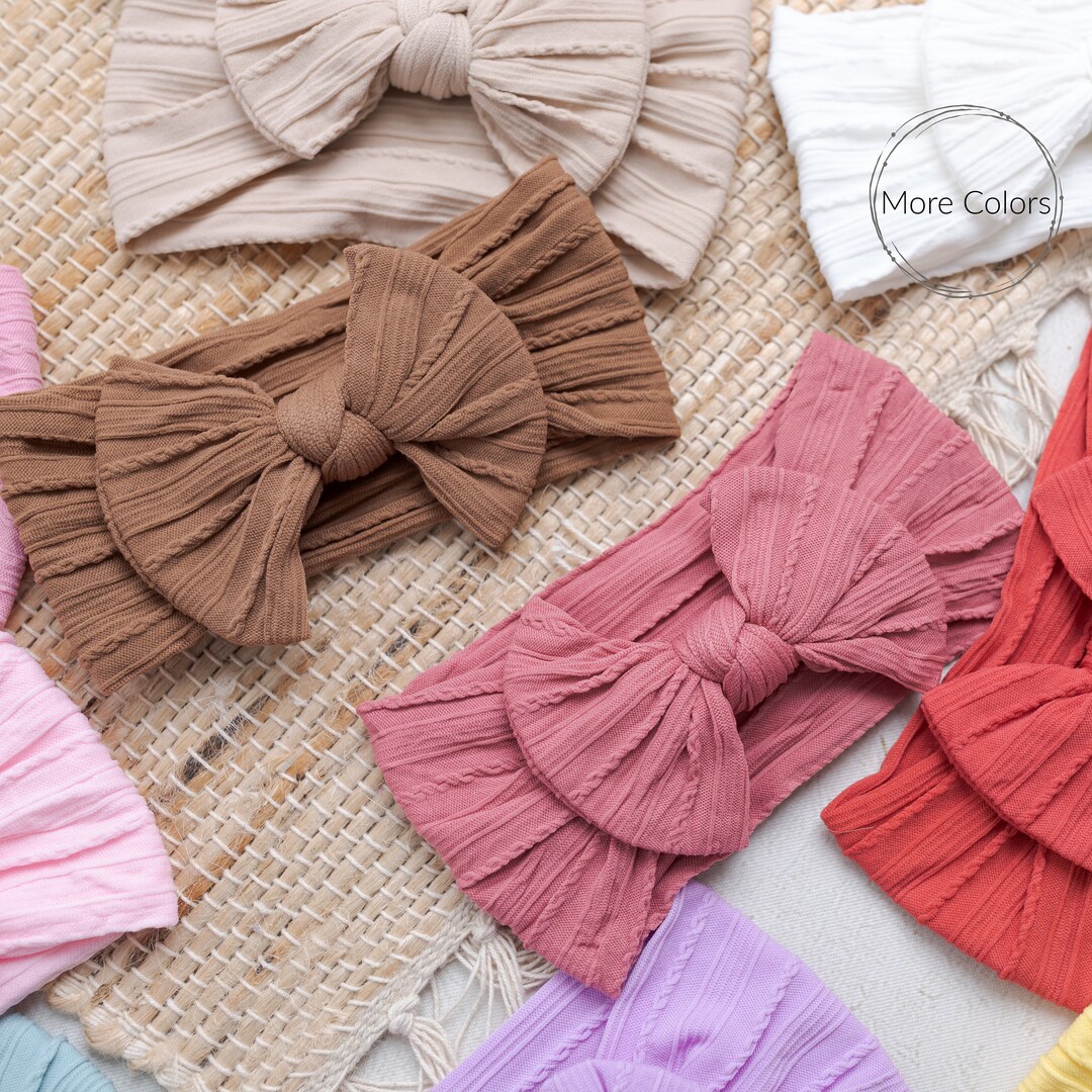 Nylon Baby Headbands, One Size Fits All Nylon Headbands, Top Knot Bow