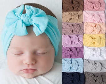 Nylon Baby Stirnbänder, Blumendruck Baby Stirnband, Neugeborenen Stirnbänder, TOP KNOT Nylon Baby Mädchen Stirnbänder, Baby Haarschleifen, Baby Kopf Wraps,