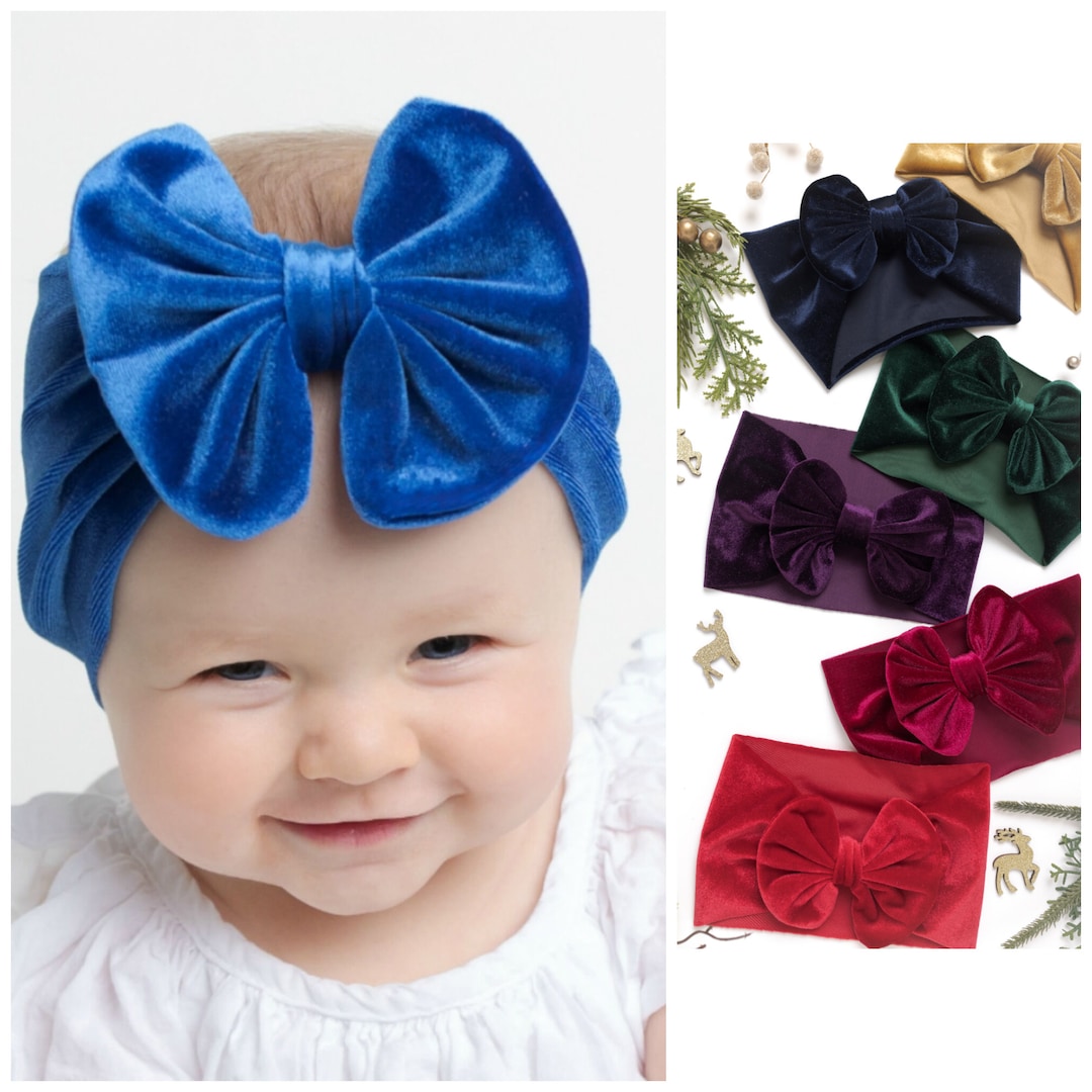 Baby Headband, Big Bow Baby Girl Headbands, Baby Headwraps, VELVET Bow