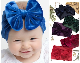 Baby Headband, Big Bow Baby Girl Headbands, Baby Headwraps, VELVET Bow Headband, Christmas Velvet Headband, Baby Headbands , Baby Hair Bows