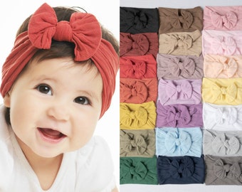 Nylon Baby Headbands, Fall Colors Baby Bow Headband, Baby Girl Head Wraps, TOP KNOT Newborn Headbands, Toddler Headbands Bows, Winter Bows