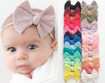 Nylon Baby Headbands, Nylon Baby headband, Baby Hair Bows, One Size Fits All Baby Girl Headbands, Newborn Headbands, Infant Headbands, KHLOE