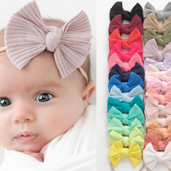 Nylon Baby Headbands, Nylon Baby headband, Baby Hair Bows, One Size Fits All Baby Girl Headbands, Newborn Headbands, Infant Headbands, KHLOE