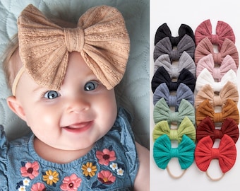 baby headbands, nylon headbands, BIG bow headband, infant headband, newborn headband, baby girl headbands, baby nylon headbands, SAMMY bows
