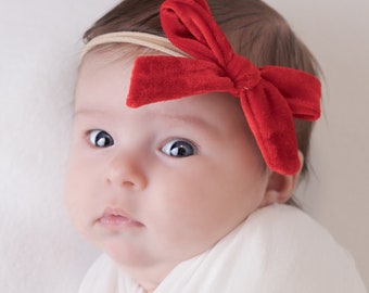 Baby Headbands,Velvet Bows,Nylon Headband, Baby Headband SET,Infant Toddler Headband, newborn headband, baby girl headbands, VELVET Bow 3.5"