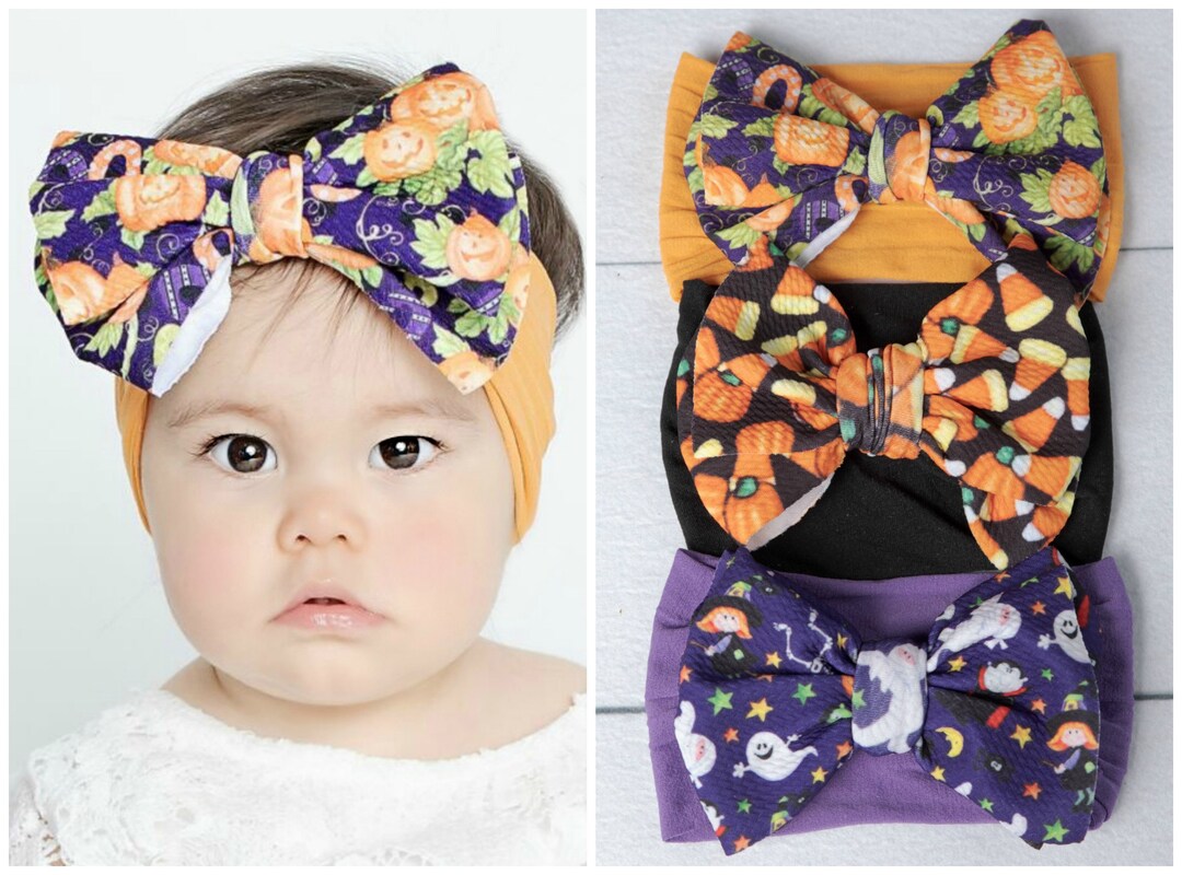 Halloween Baby Headbands, Halloween Hair Bows, Big Bow Headband, Baby