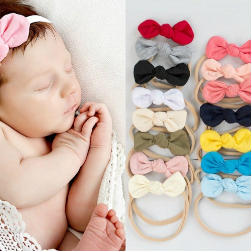 Baby Headbands Knot Bow Nylon Baby Headband Baby Hair Bows Etsy