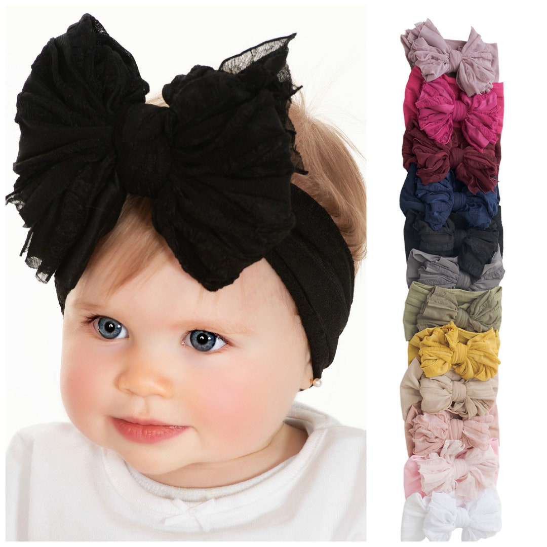Big RUFFLE Bow Headband, Baby Girl Headwrap, Baby Turban, Baby Head