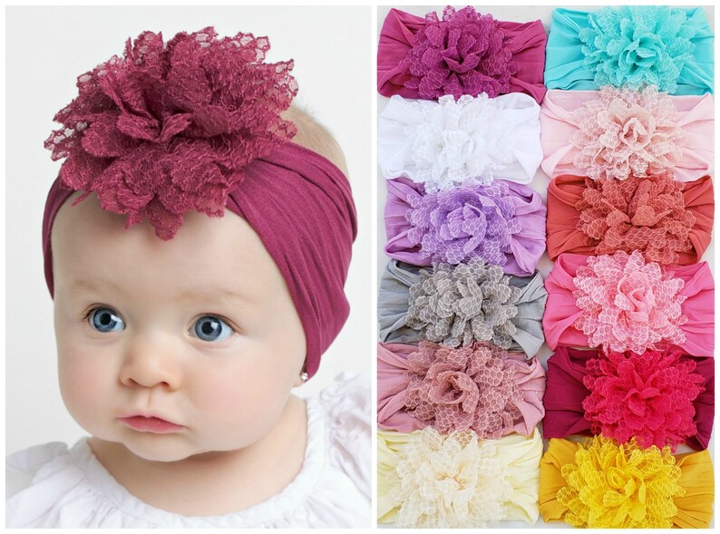 Flower Nylon Baby Headband Nylon Baby Headbands Nylon Baby Etsy