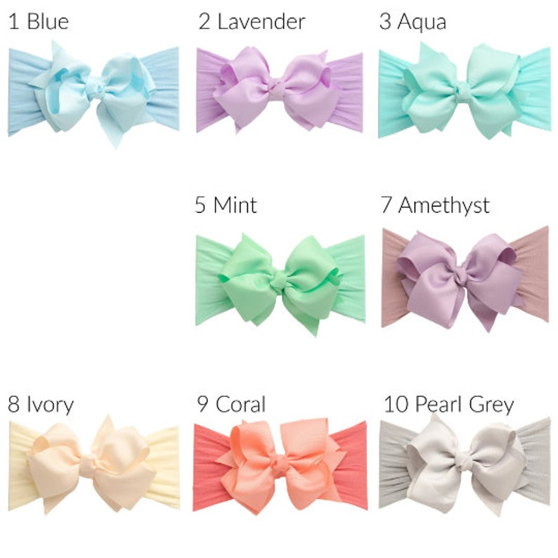 Big Bow Baby Headband, One Size FITS ALL Nylon Headbands, 5 BOW Nylon Head Wraps, Nylon Baby Girl Headband, Newborn Headbands, Hair Bows image 4