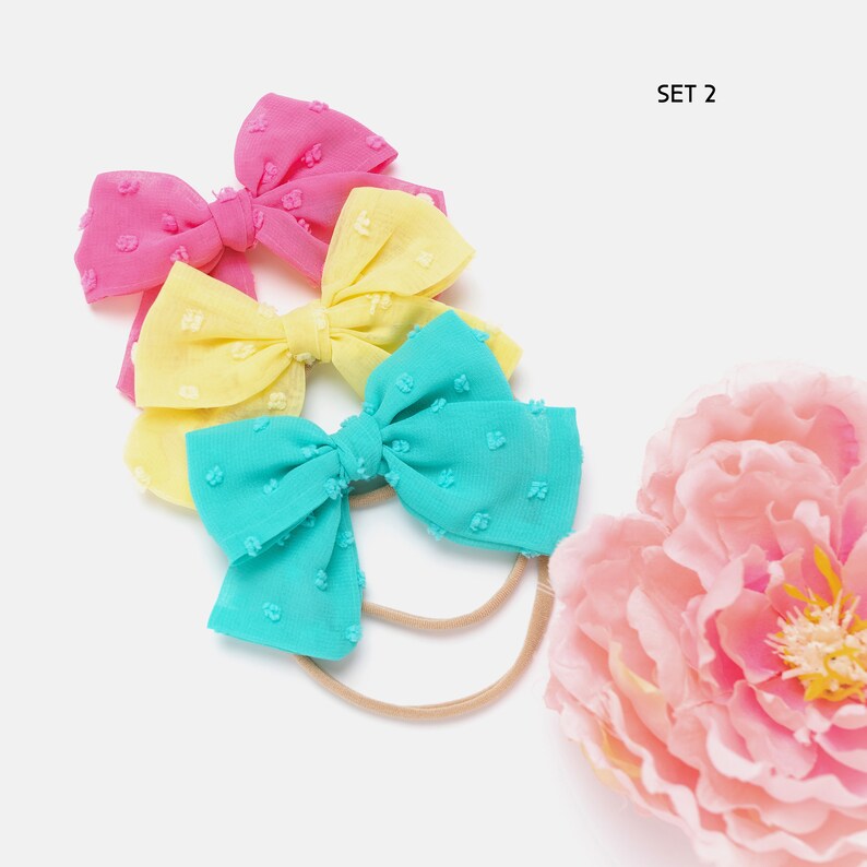 Baby Headband SET, Baby Girl Bow set, Newborn Headbands, Infant Bows, Baby Girl Bow Set, Toddler Hair Clips, Baby Girl Gift image 3