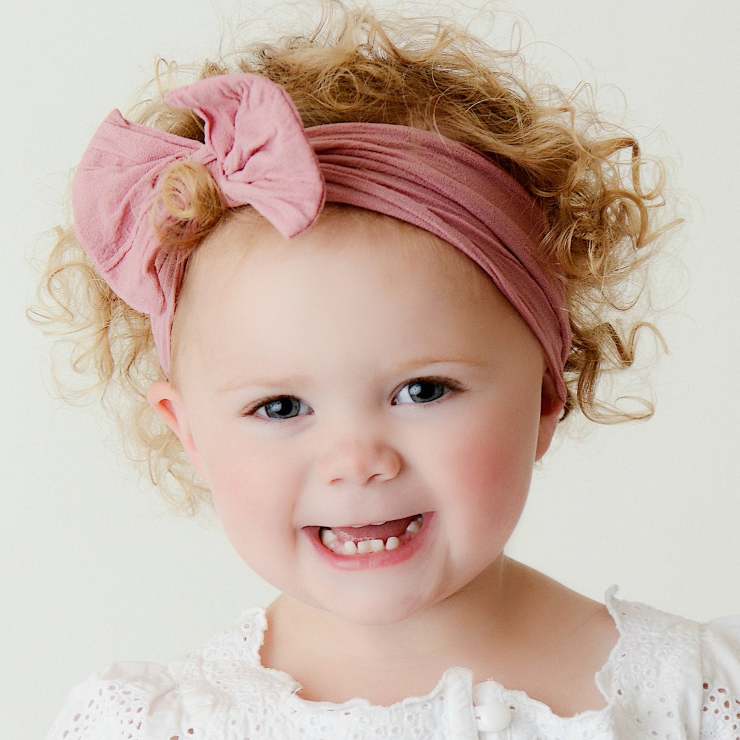 Nylon Baby Girl Headbands,white Bow Baby Headband ,one Size Fits All Baby Head Wraps, TOP KNOT