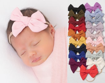 Baby Headbands, HAND TIED Bows, Nylon Headbands, Baby Headband SET,Infant Toddler Headband, newborn headband, baby girl headbands, 3.5"