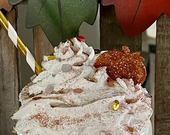 Fake Whipped Cream Mug Topper: Pumpkin & Cinnamon Fall Decor