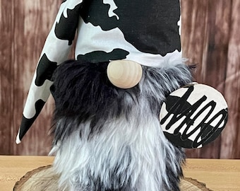 Farmhouse gnome, tomte, nisse, Scandinavian gnome, holstein cow, gnomes, farmhouse deco, rae dunn inspired , tiered tray decorations