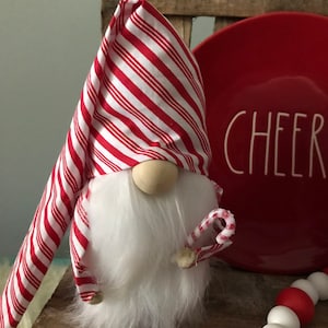 Winter gnome, christmas gnome, candy cane, tomte, nisse,  holiday gnome, gnomes, farmhouse gnome, rae dunn inspired, tiered tray decoration