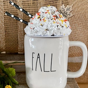 Brand new!! Mug toppers, fake whip topping mug topper, Fall topper,  mug topper only, leaf topper, tiered tray decorations,