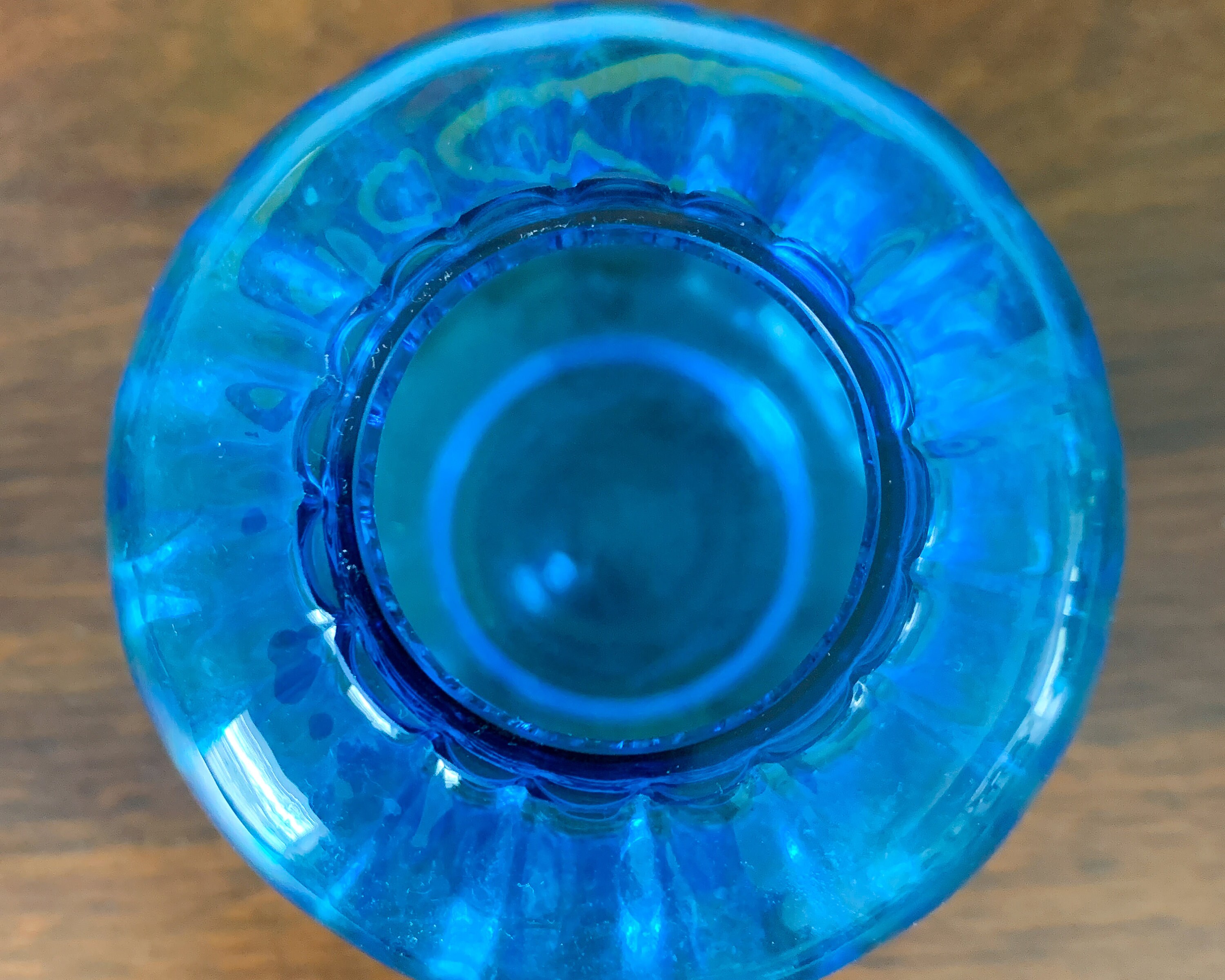 Vintage Dartington Blue Ribbed Crystal Vase Little Gems Etsy