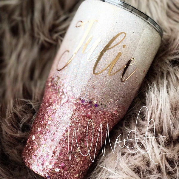 Personalized Glitter Dipped Yeti with Lid and Straw