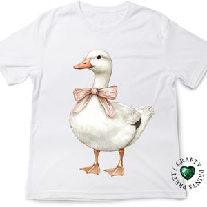 White Coquette Duck PNG | Whimsical Farmhouse Clip Art | Watercolor Duckling With Pink Bow Digital Download | Cottage Core Nursery Wall Art