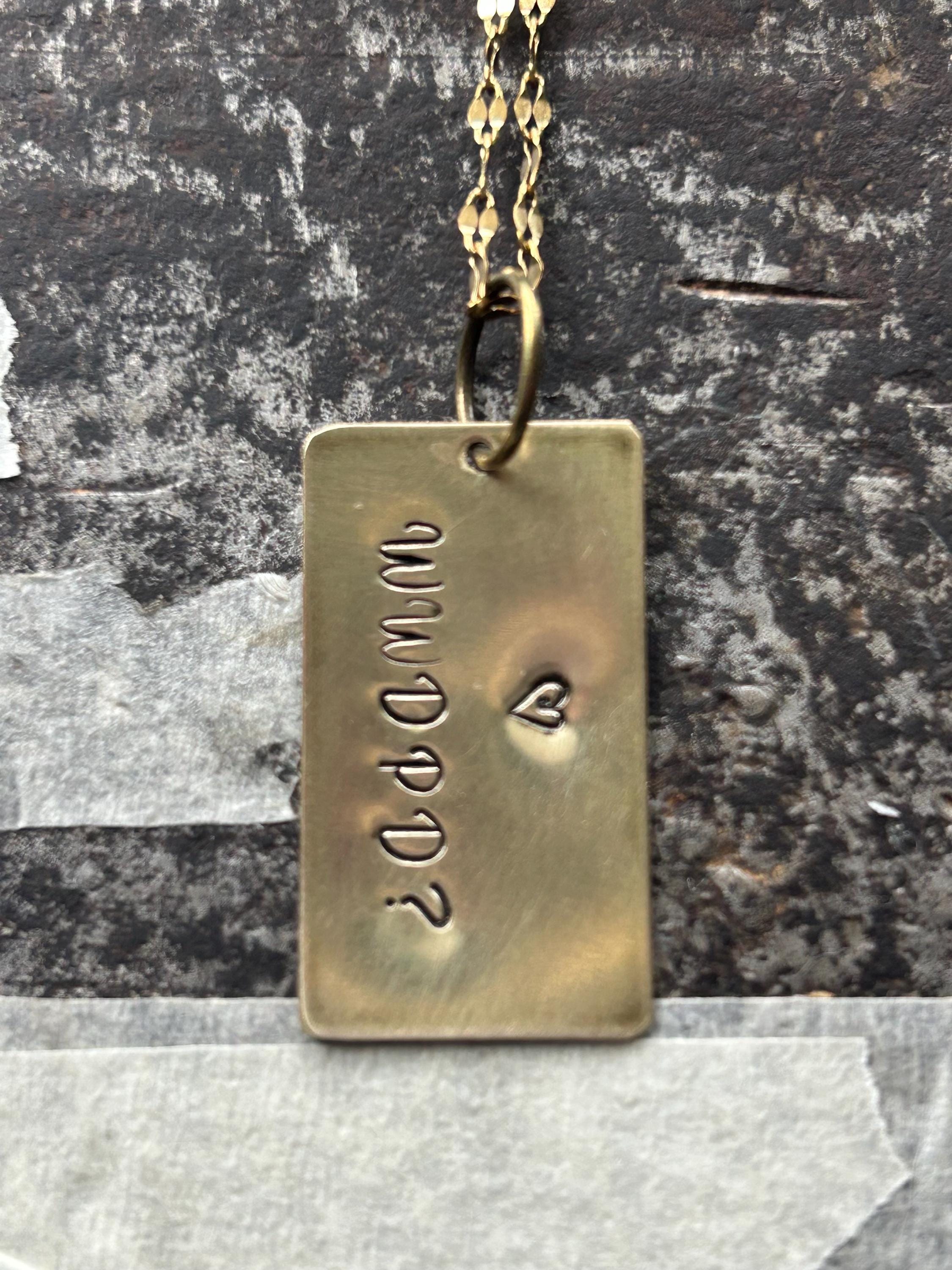 WWDPD? What Would Dolly Parton Do Necklace, Handmade Brass Dog Tag Pendant, Reiki Charged Gift for Dolly Fans, photograph 2