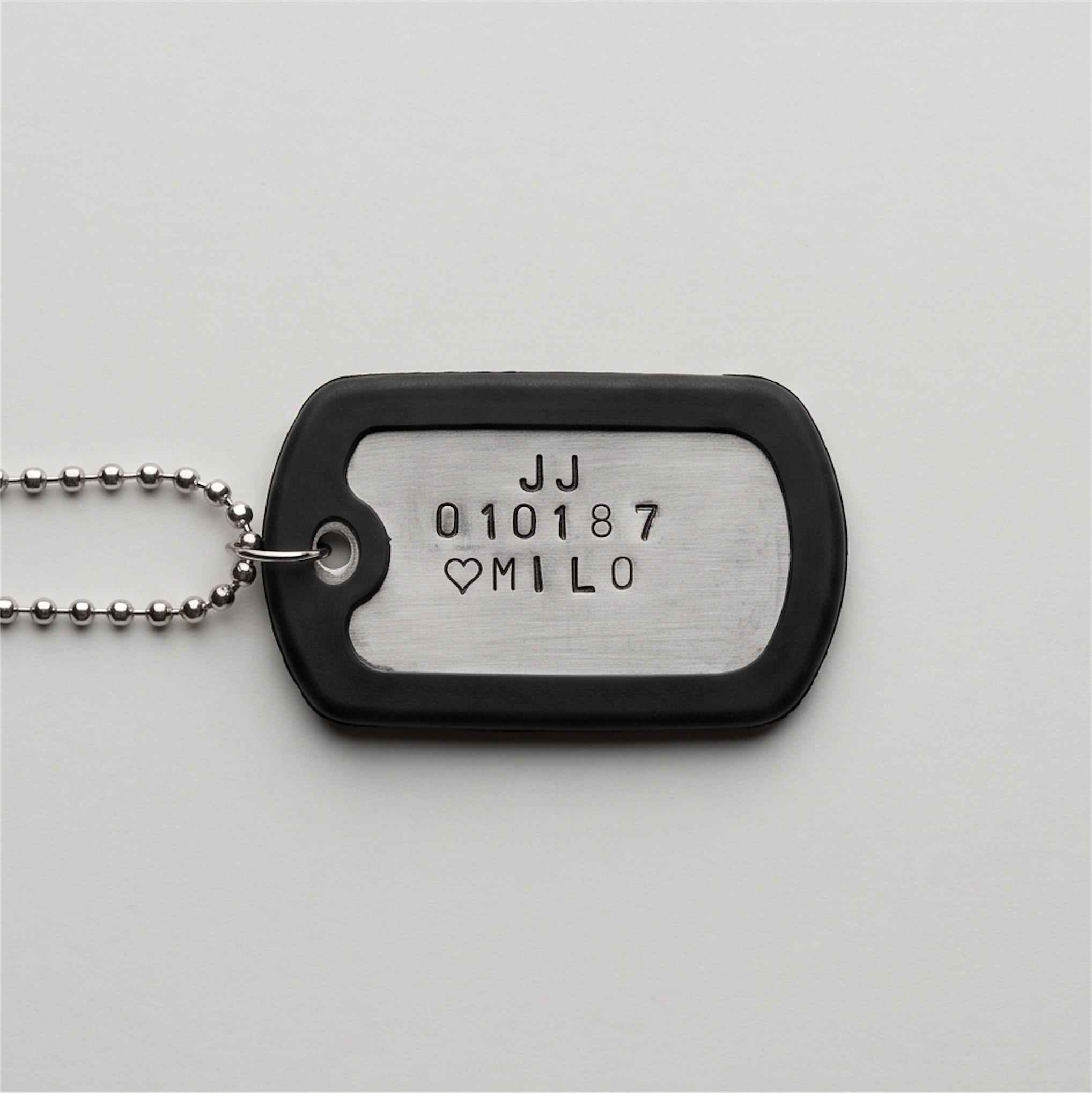 Custom Hand-Stamped Aluminium Dog Tag Necklace – Personalised Pendant for Men or Women, photograph 2