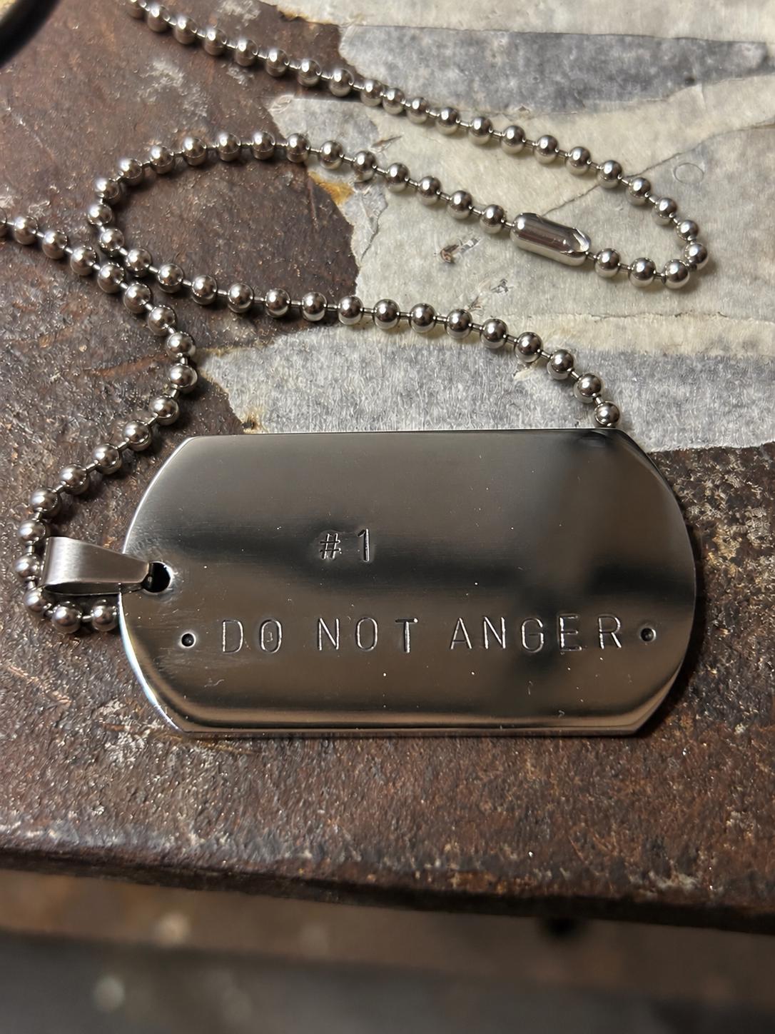 Custom Reiki Precept Dog Tag Necklace, Hand Stamped Stainless Steel Pendant, Reiki Charged, Choose Your Precept and Font, photograph 2