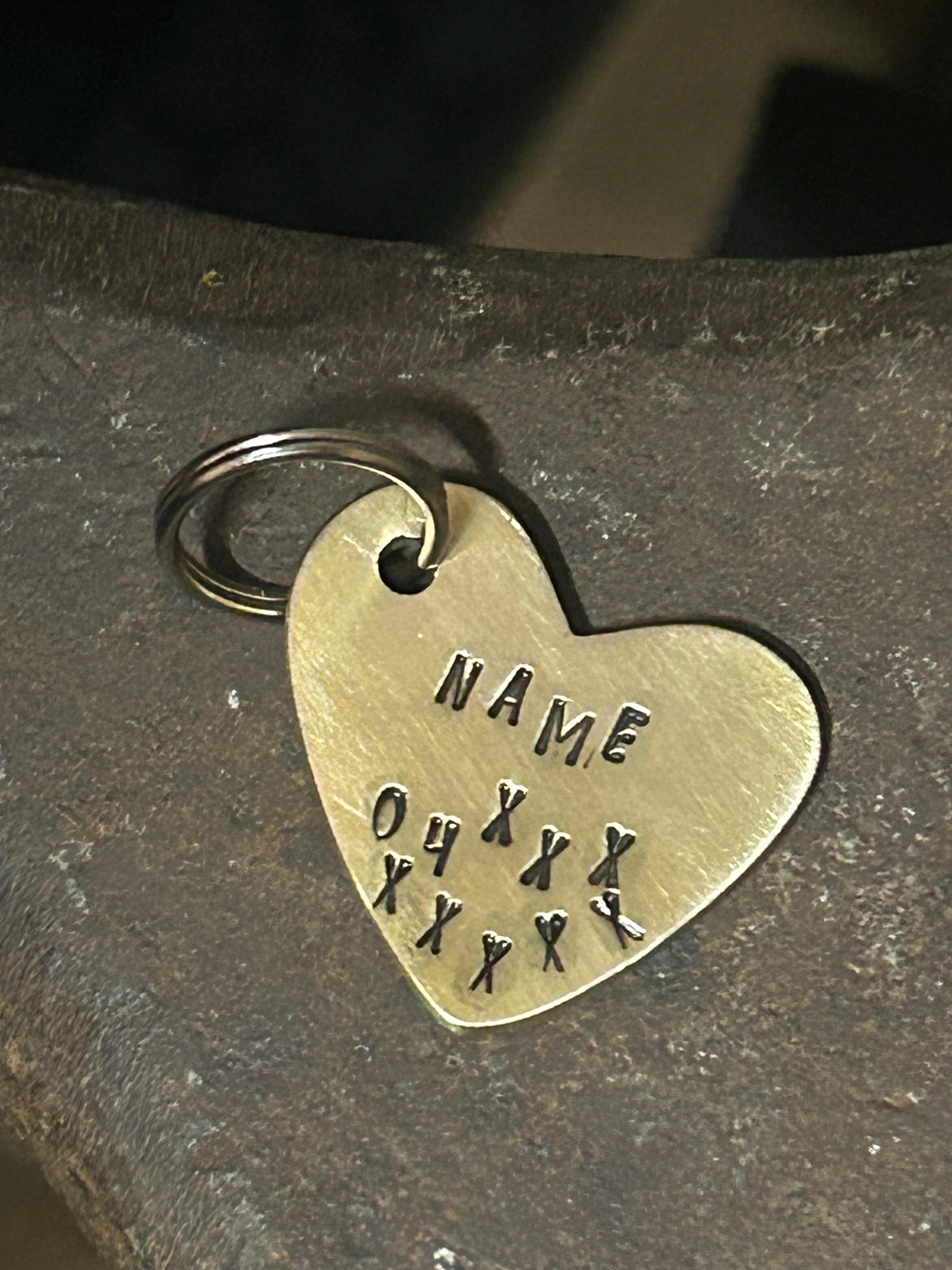 PREMIUM Solid Brass Heart Pet ID Tag, Personalized Dog Cat Name Phone Number, photograph 1