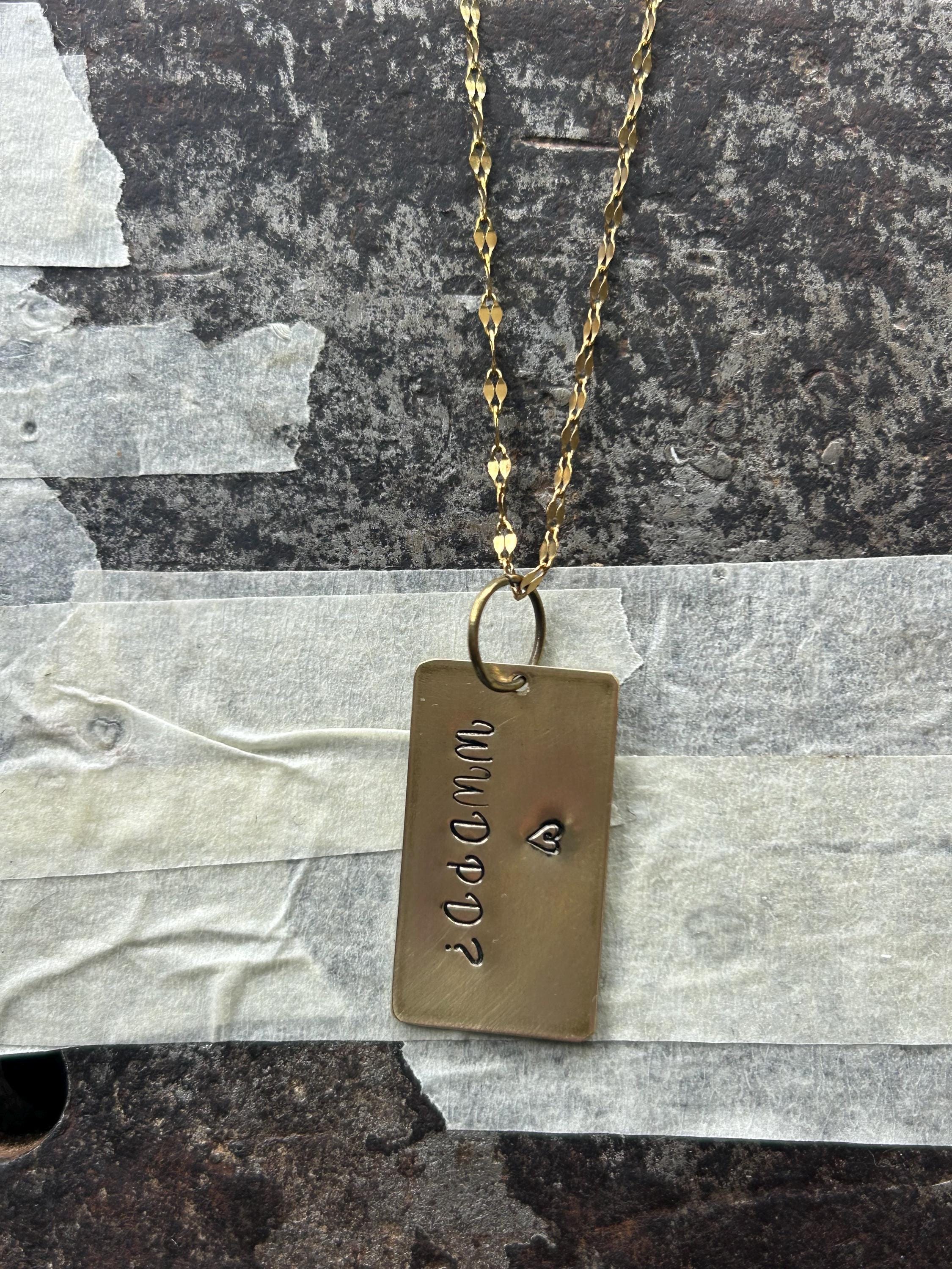 WWDPD? What Would Dolly Parton Do Necklace, Handmade Brass Dog Tag Pendant, Reiki Charged Gift for Dolly Fans, photograph 3