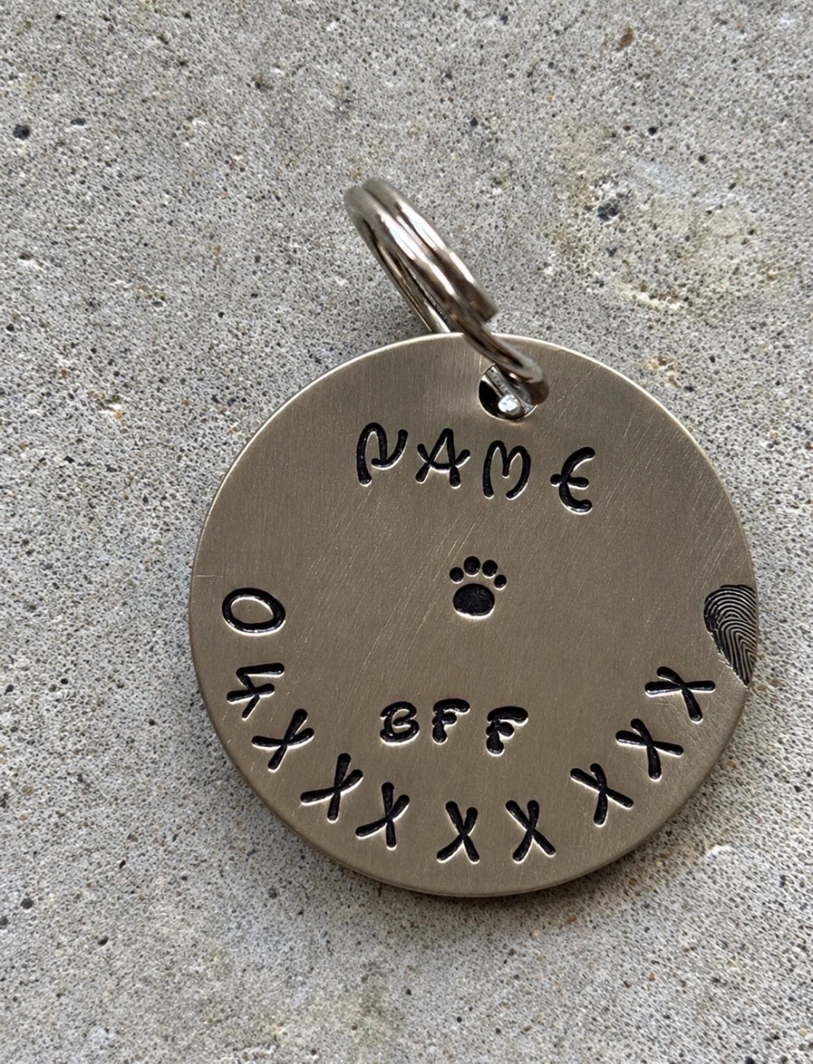 Dog and Owner Matching Necklace Set, Hand Stamped Pet ID Tag, BFF Gift, photograph 2