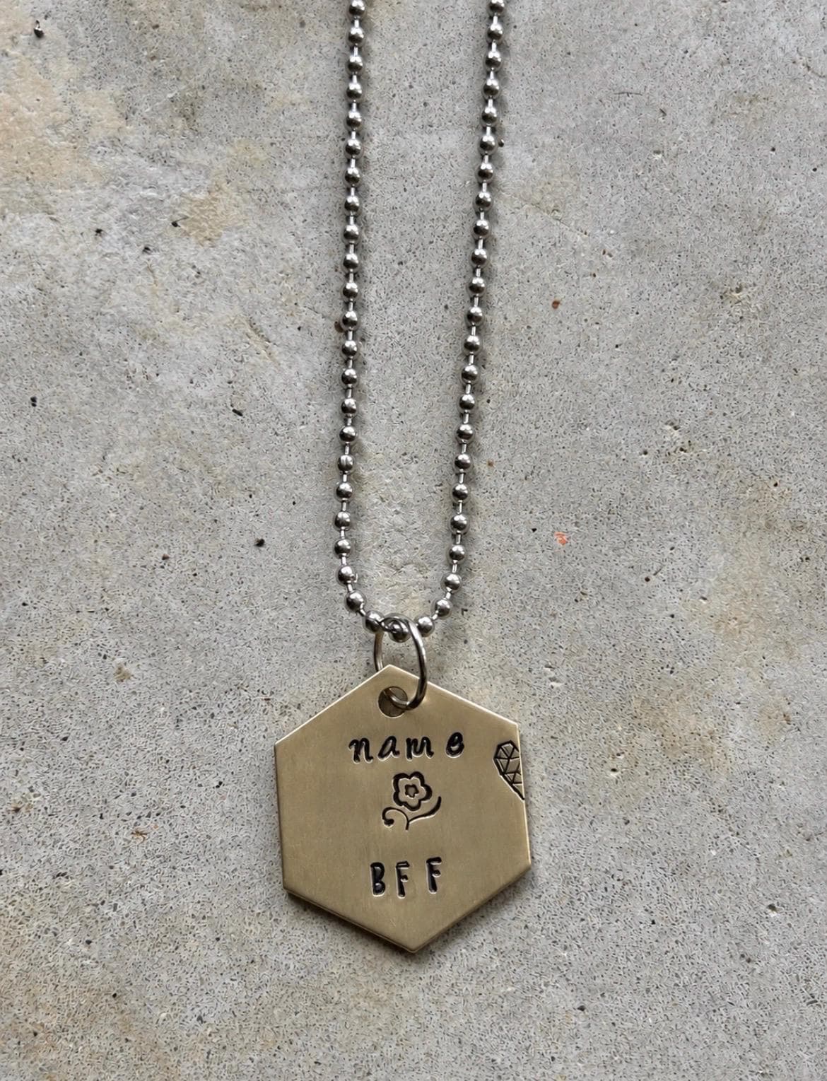 Pet and Owner Matching Necklace Set, Hexagon Pet Tag, Cat or Dog, BFF Gift, photograph 3