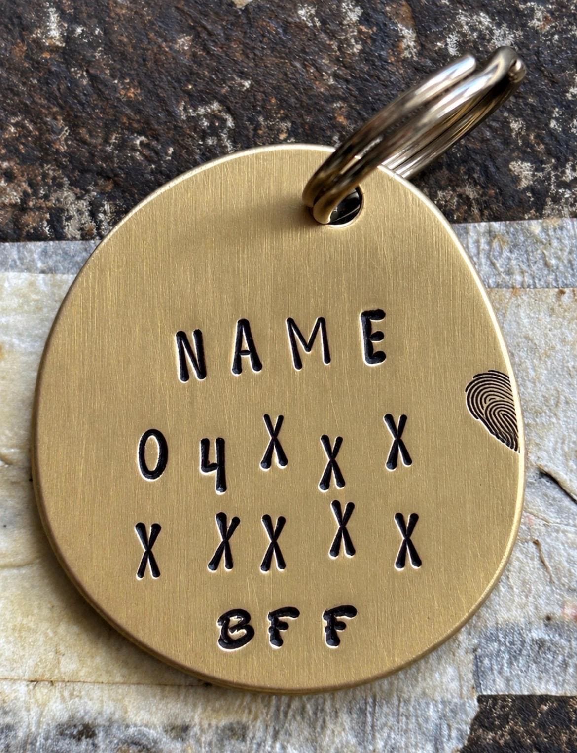 Dog and Owner Matching Necklace Set, Brass Pebble Pet ID Tag with Phone Number, photograph 3