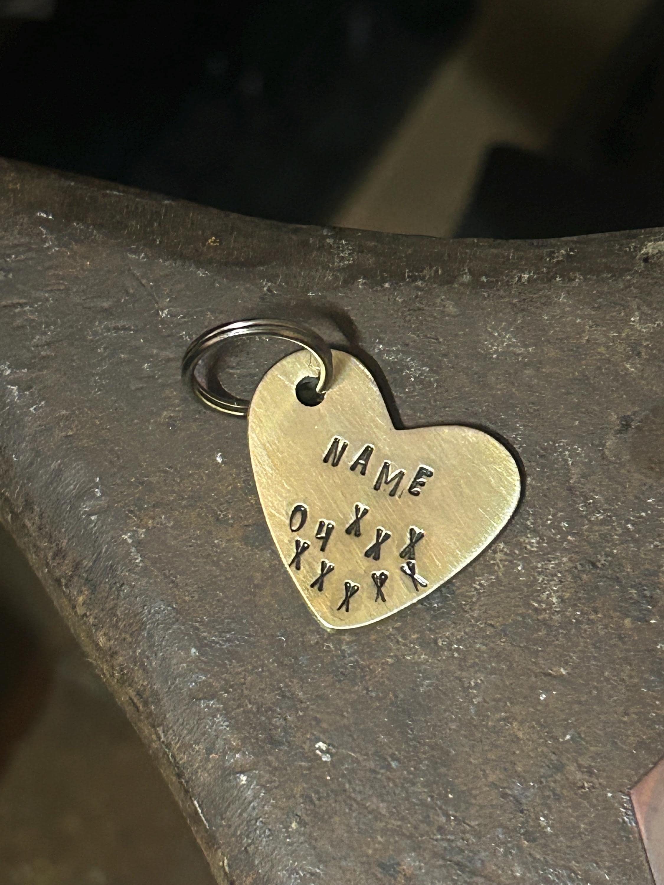 PREMIUM Solid Brass Heart Pet ID Tag, Personalized Dog Cat Name Phone Number, photograph 2