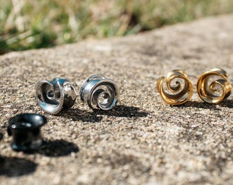Unique Spiral Gauge Plugs, Modern Saddle Plug Gauges, Big Lobe Gauge Earrings