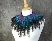 RESERVED-Felted collar felted necklace felted wool locks scarf brown black pink jade felt jewelry autumn winter scarf Made to order