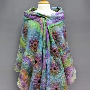 Nuno Felted Silk Scarf: Merino Wool Wrap Shawl