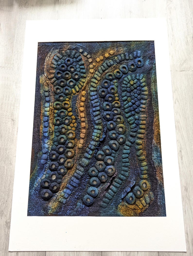 Textured Wool & Silk Wall Panel – Artisan Fiber Artwork , Abstract Wall Art image 7