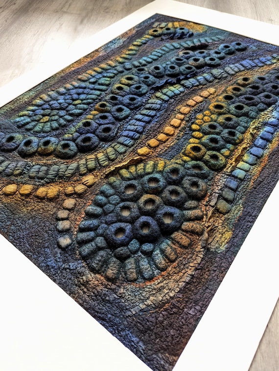 Textured Wool & Silk Wall Panel – Artisan Fiber Artwork , Abstract Wall Art