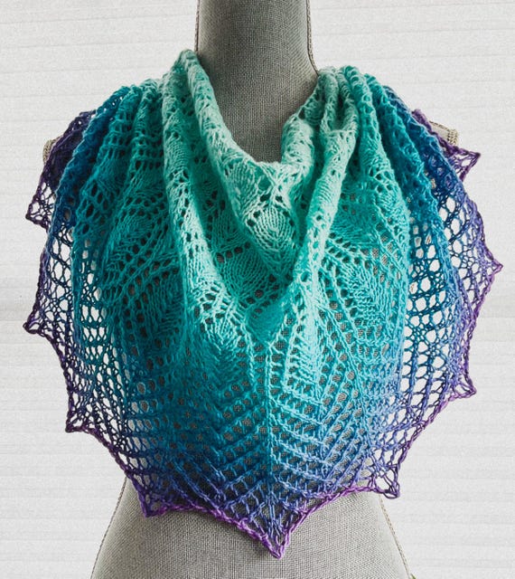 Hand Knit Lace Scarf, Knit Shawl, Lace Shawl, Gradient, Shawl